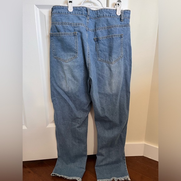 Ripped Mom/Boyfriend Jeans, Blue Denim, size small - Picture 2 of 6